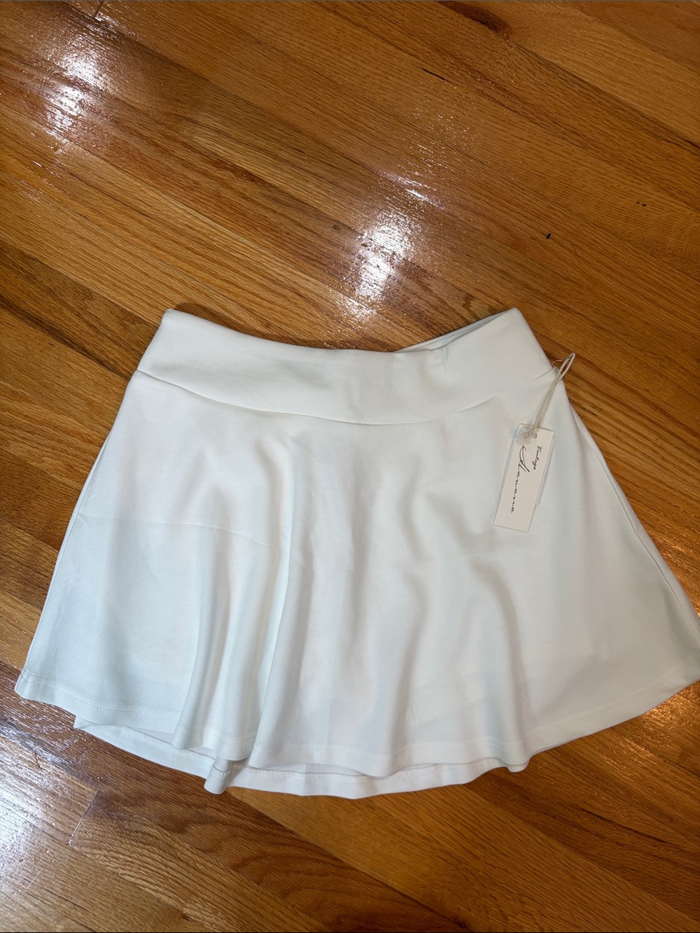 White A-Line Tennis Skort with Wide Waistband